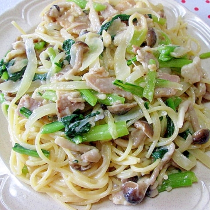 小松菜としめじのクリームパスタ レシピ 作り方 By りょう 楽天レシピ